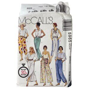 90s McCalls 5965 Misses Novelty Loose Pants Sewing Pattern Size 14 & 16 CUT